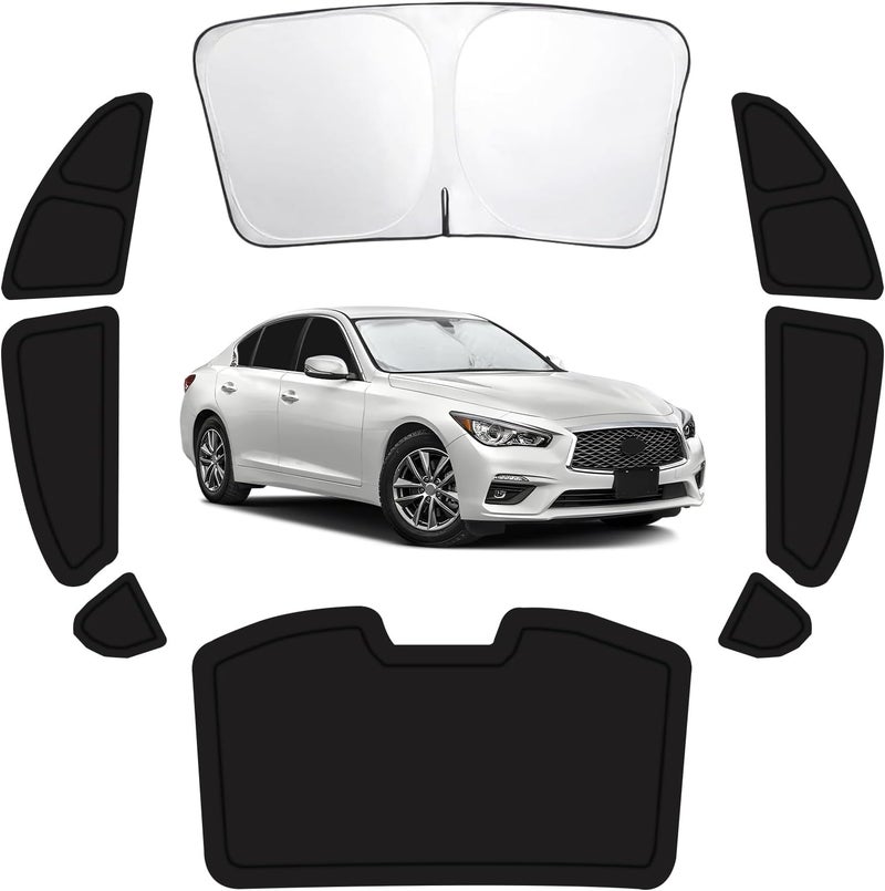 FSHAANY'S 8PCS Car Window Shades for Infiniti Q50L 2014-2024, Window Covers for Q50L Windshield Side Rear Windows, Full Set Privacy Protection Car Sunshade with UV Blocking for Camping Napping - Image 1